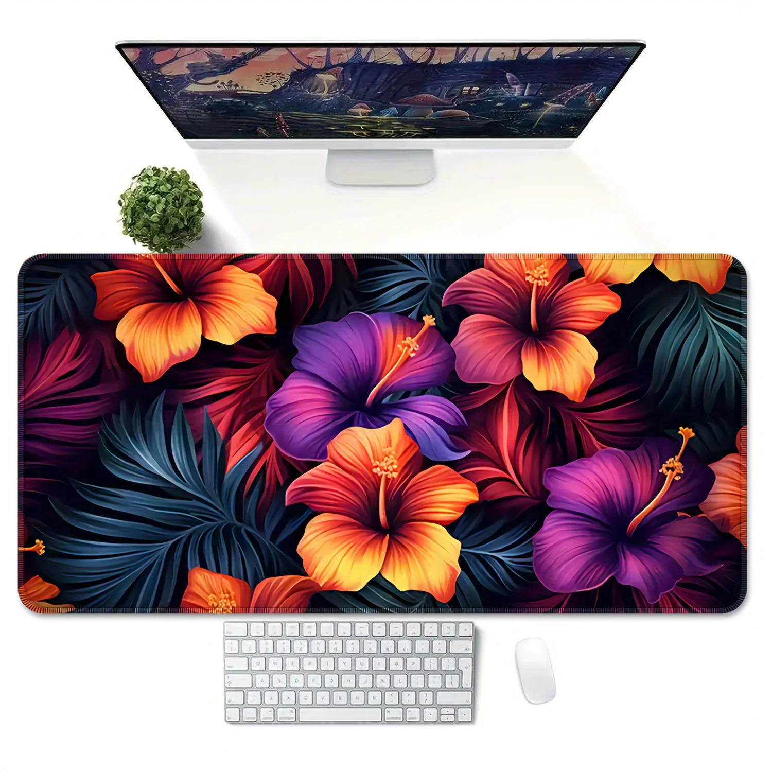 Flowers Multicolour Pattern Mousepad Computer HD Keyboard Pad Mouse Mat Desk Mats Natural Rubber Anti-Slip Office Mouse Pad