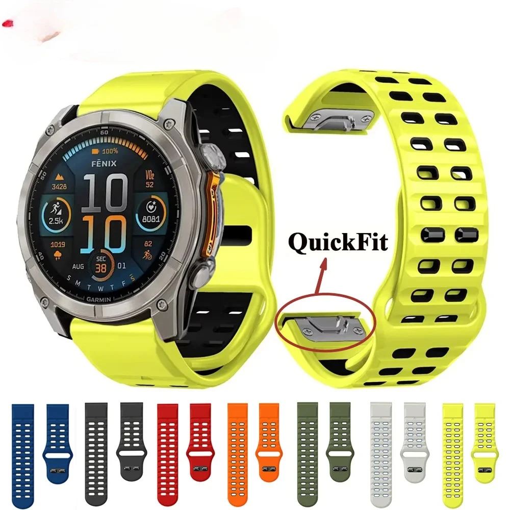 

Силиконовый ремешок QuickFit 26 мм 22 мм для Garmin Fenix 8 7X 7 6X 6 5X Plus Epix Pro Gen 2 Forerunner 945 955, ремешок-браслет