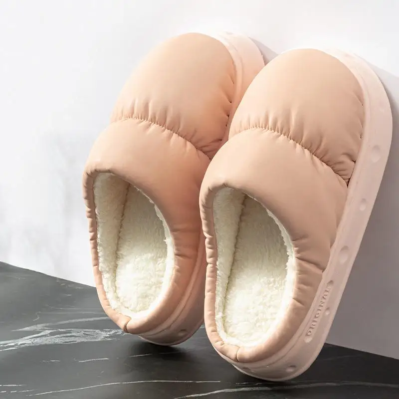 Weiche, dicke, wasserdichte Hausschuhe für Herren, Winter 2026, warme Plüsch-Innenschuhe, Übergröße 47, Paar-Baumwoll-Hausschuhe. – Detail 14