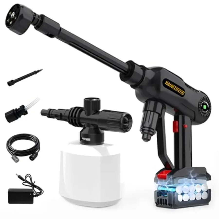 

Rechargeable High Pressure Washer 21V High Pressure Power Washer 680PSI Portable High Pressure Car Wash with 6-in-1 Nozzle Foam