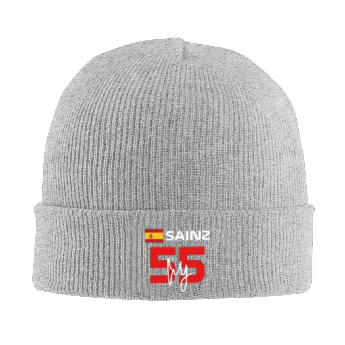 Loves Basket And Many Lands F1 2022 Carlos Sainz 55 Good Day Fashionable Acrylic Knit Beanie with Ribbed Design, Warm Winter Hat