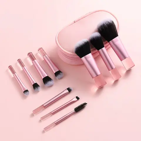 10-Piece Mini Makeup Brush Set for Face, Portable Travel Set, Makeup Brushes Available in Multiple Colors