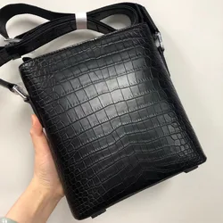 2023 New High Grade Matte Crocodile Skin Men's Shoulder Bag Genuine Leather Fashion Messenger Bag Leisure Crossbody Bag 50