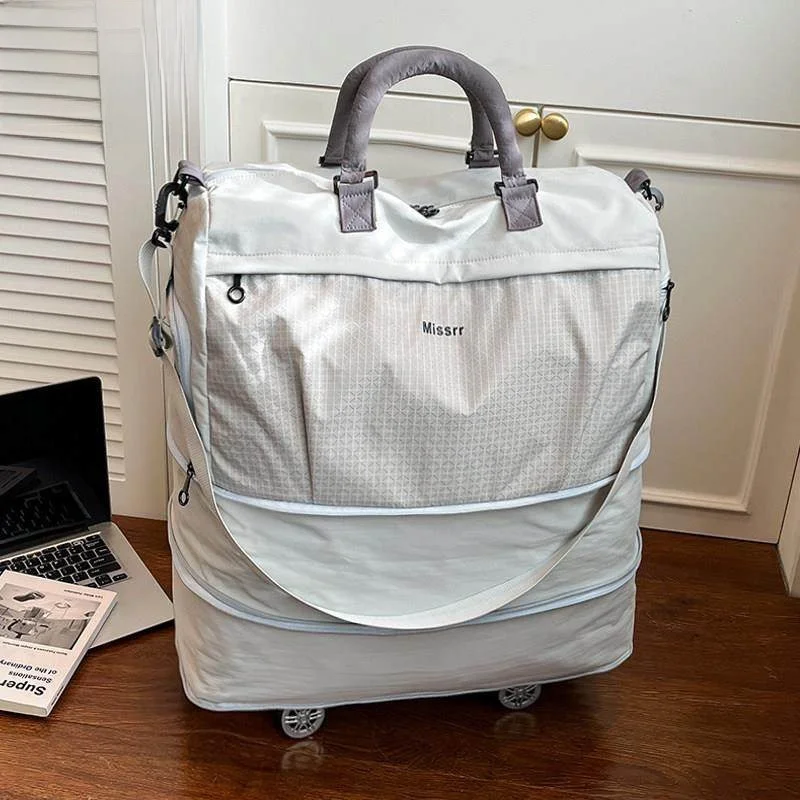 

Travel Bag Women's Large Capaci Lightweight Foldable Wheel Bag Ox Cloth Material Single oulder Strap Pure Color Pattern