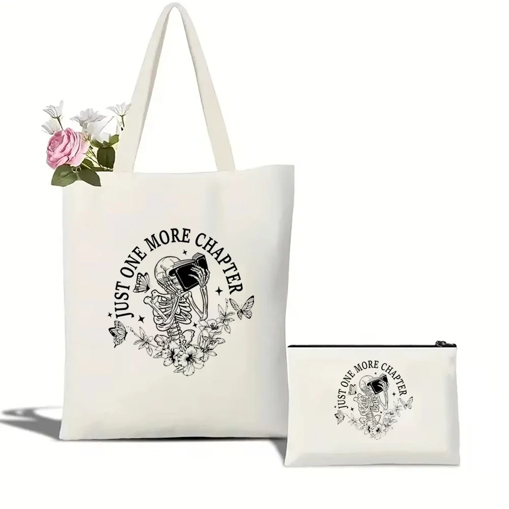 

Just One More Chapter Tote Bag Book Lover Style Shoulder Bag Literary Canvas Bag Casual Eco-friendly Tote Bag Reusable handbags