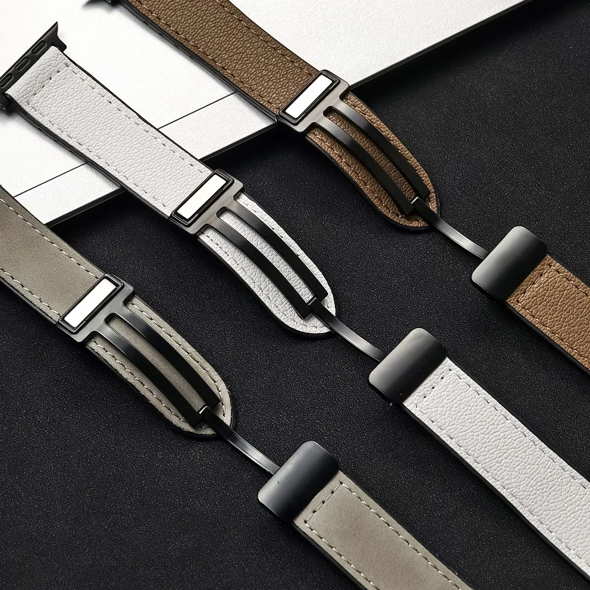 Магнитный кожаный ремешок для Apple Watch Band Ultra 2 49 мм 45 мм 45 мм 42 мм 41 мм Силиконовый браслет для Iwatch Series 9 8 7 6 SE 5 4