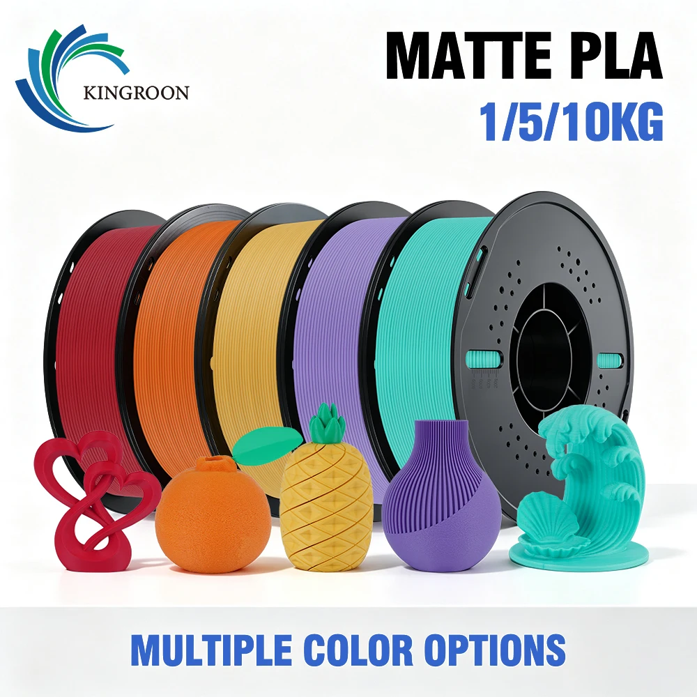 KINGROON 1/5/10KG PLA Matte Premium Filament 3D Print Multicolor Available PLA Matte Filament New Style Spool