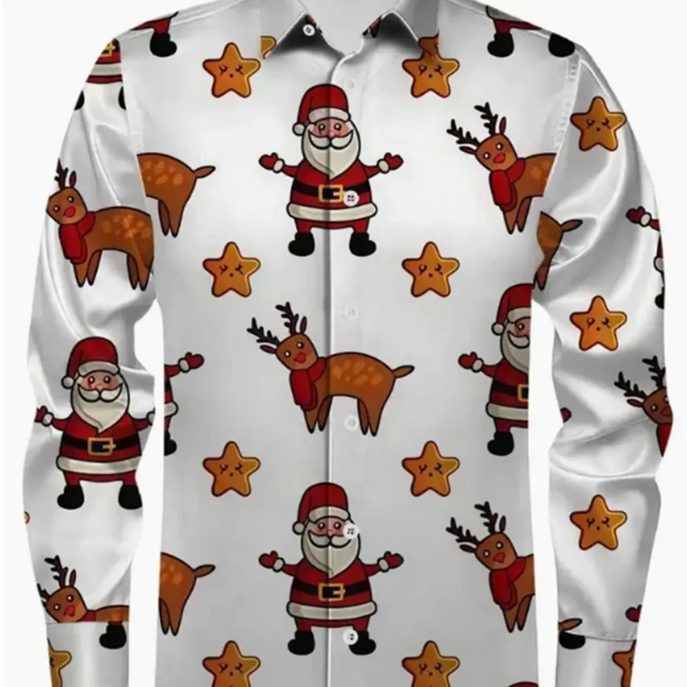 

Мужская рождественская рубашка больших размеров, зимняя модная праздничная рубашка с принтом для светской вечеринки, высококачественный подарок