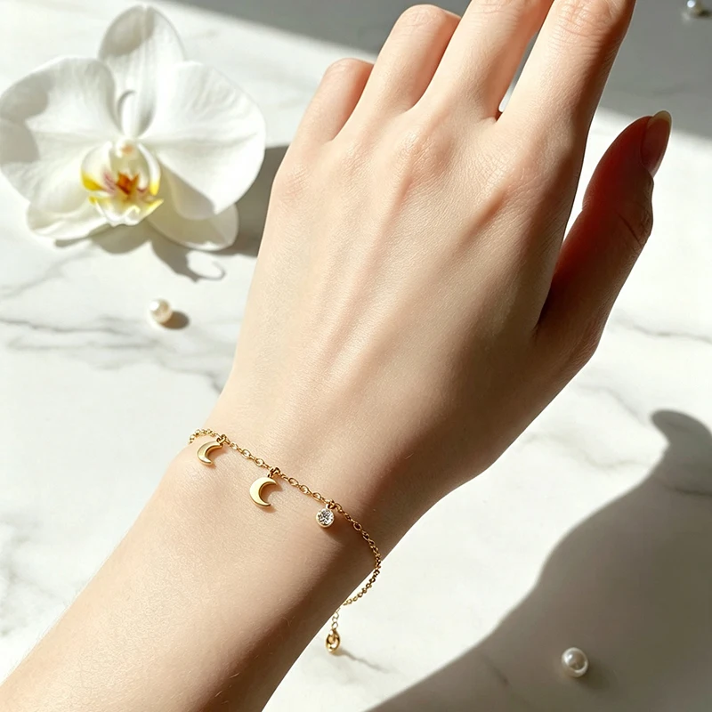 12Style Rhinestone Stainless Steel Dangle Charm Bracelet Moon Heart Butterfly Flower Infinity Sign Hand Jewelry Daily Present