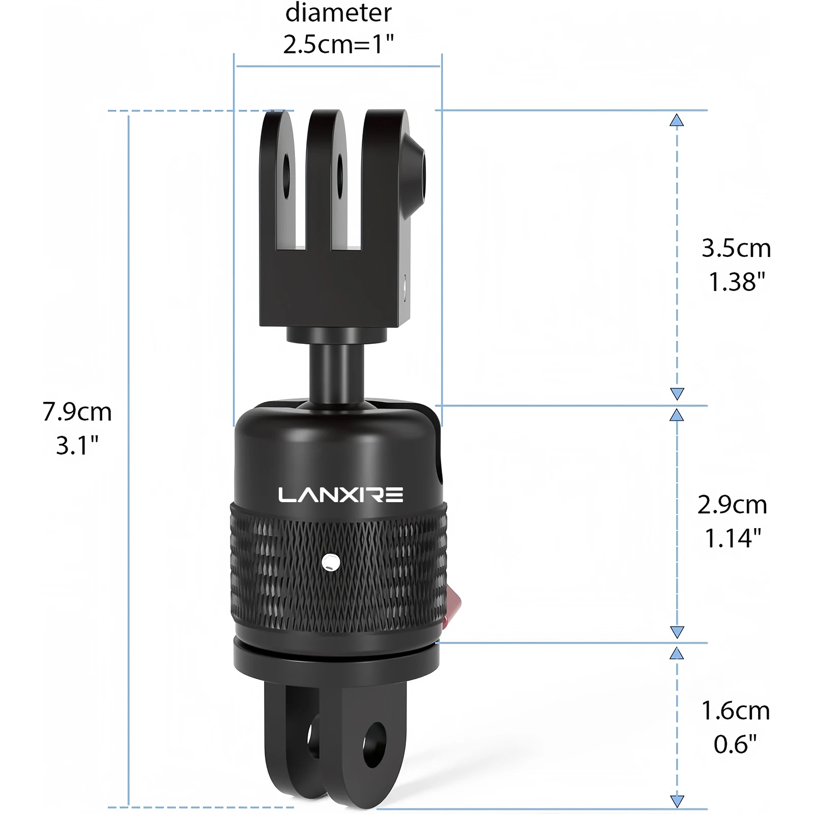 Lanxire 360° Adjustable Camera Mount for GoPro Hero 5-13/DJI Osmo Action 3/4, Vertical Tripod Adapter, Bracket for Action Camera view 6
