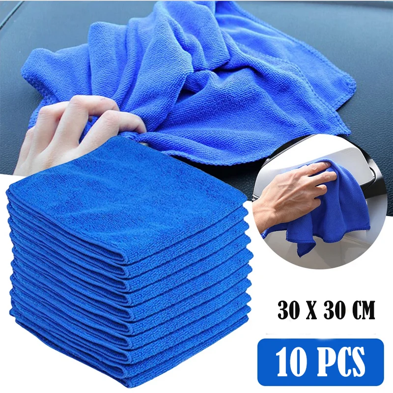 

10Pcs Microfiber Towels Car Wash Drying Cloth Towel Household Cleaning Cloths Auto Detailing Polishing Cloth Home Clean Tools