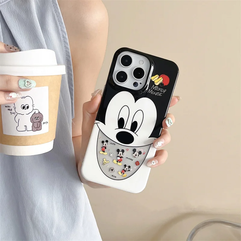 Luxus Laser Liebe Cartoon Nette Mickey Minnie Telefon Fall Für iPhone 13 14 15 16 Pro Max Cartoon Nette Paar schützen Abdeckung