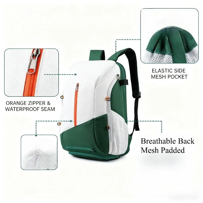 حقيبة ظهر رياضية متعددة الألوان للرجال مع حامل كرة السلة بسعة كبيرة للسفر في صالة الألعاب الرياضية للأنشطة الخارجية واليومية