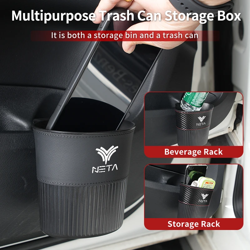 Car Trash Can Side Door Hanging Trash Bin ABS Storage Box Accessories For NETA Luxgen Ora Exeed Iveco VGV