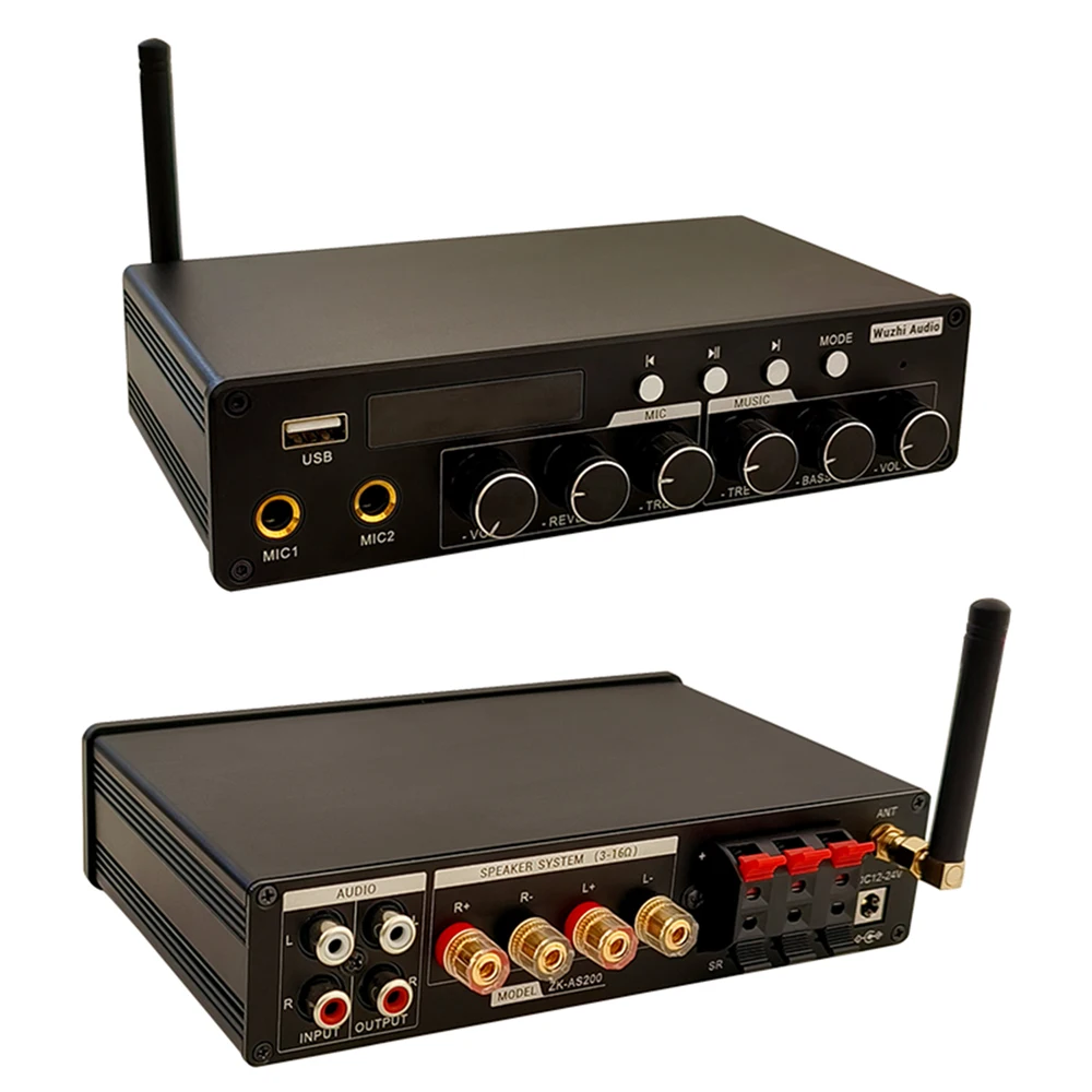 

200W KTV HD Amplifier with 2.0/5.0/5.1 Channels, ZK-AS200 Home Theater/KTV Bluetooth 5.0 Amplifier with a TPA3116D2 Amplifier