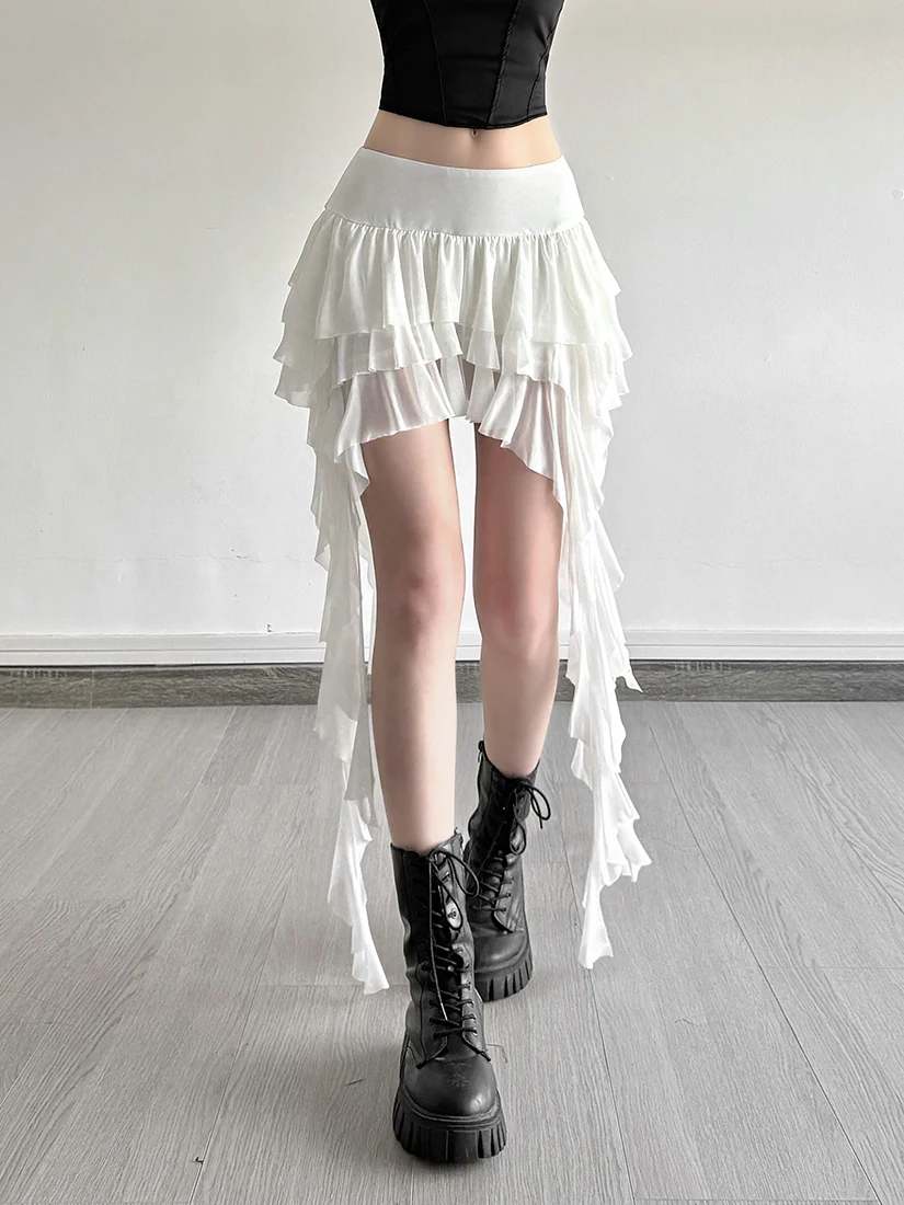 SylCue Millennium Splice Gonna a vita alta snellente con finiture in pizzo Gonna asimmetrica versatile slim fit da donna