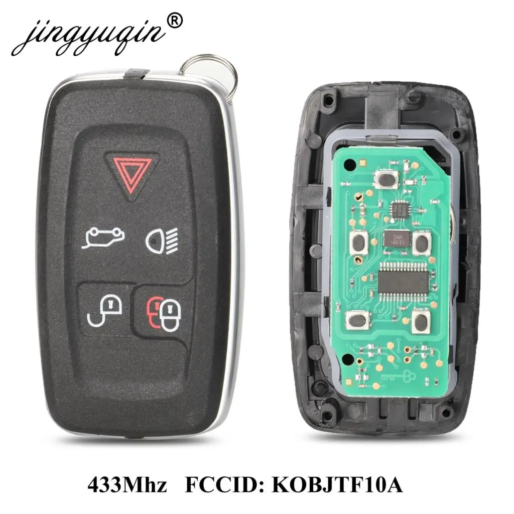 jingyuqin 315Mhz / 433Mhz 5Przyciski Pilot zdalnego sterowania do Land Rover LR4 Range Rover Evoque Sport KOBJTF10A Klucz sterujący