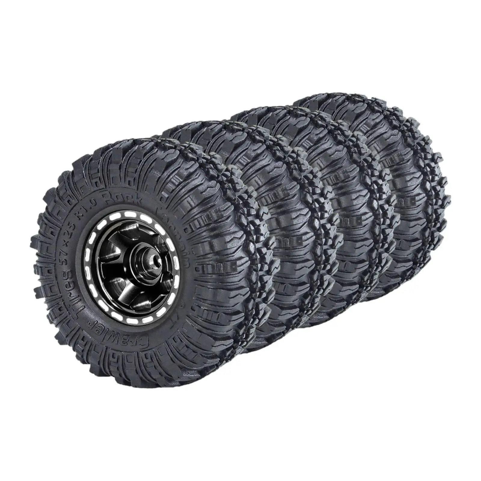 4Pcs 1.0 inch Wheel Tires Set Spare Parts Simulation Lightweight Replacement Rubber Tires for FMS24 SCX24 1/24 RC Crawler