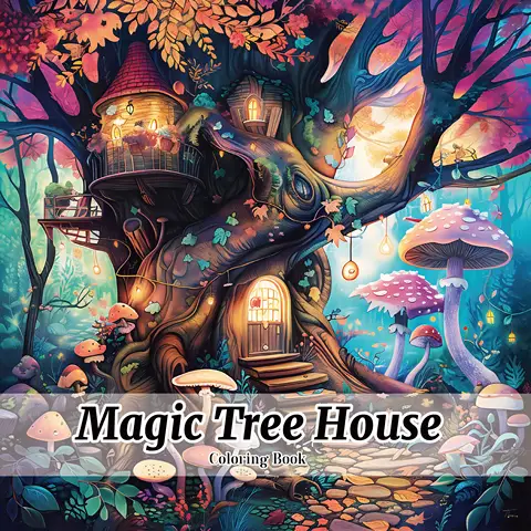 Magic Tree House Adult Picture Book Enchanting Mushroom Home Micro World Sketches Perfect Pencil Coloring Book