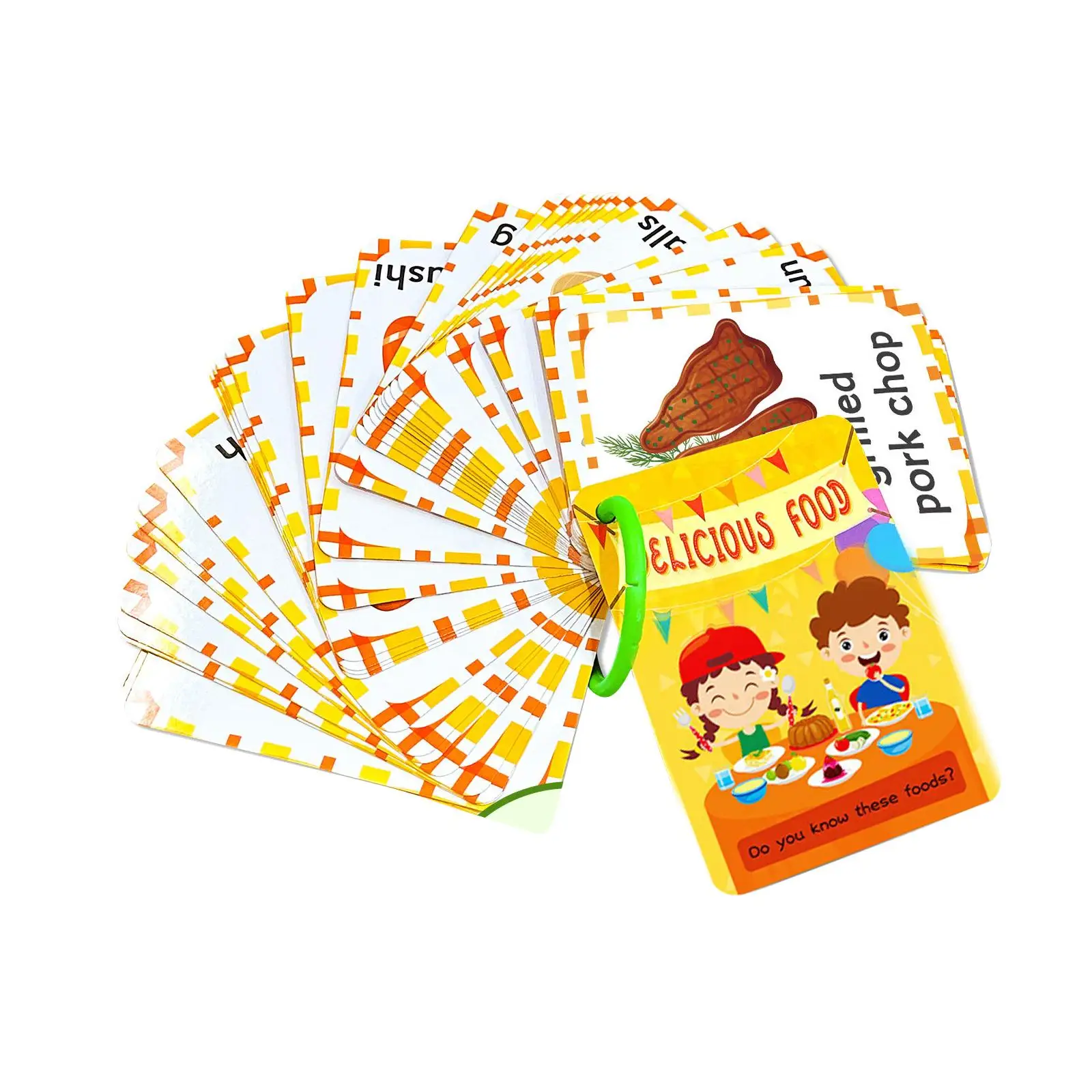 Food Flash Cards Vocabulary Flash Cards, Cognitive Ability Early Learning Montessori for Cosplay, Kindergarten, Center