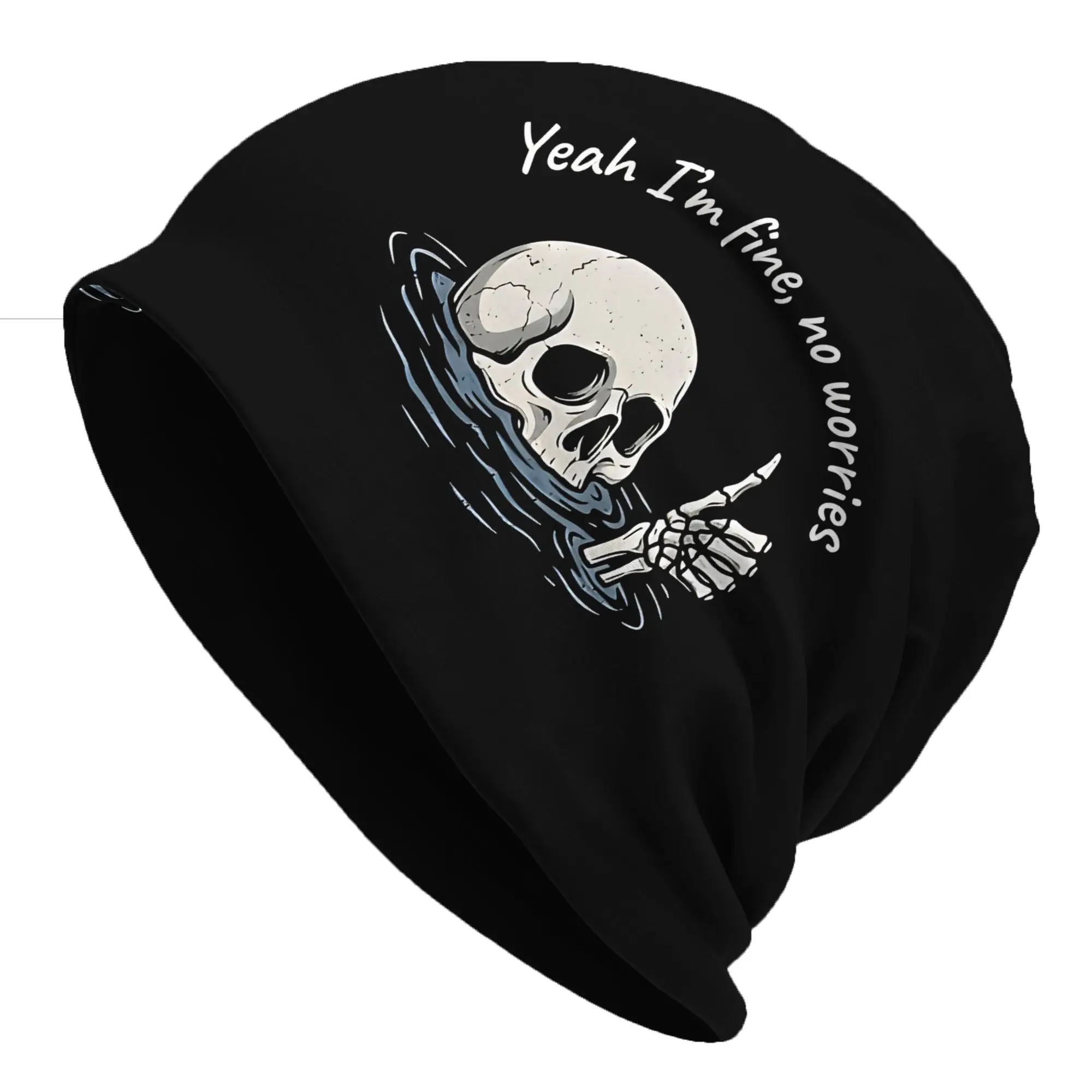 Autumn Styles Bonnet  Men Women's Thin Hat Yeah I'm Fine No Worries Skeleton Meme Summer Cap Design Skullies Beanies Caps
