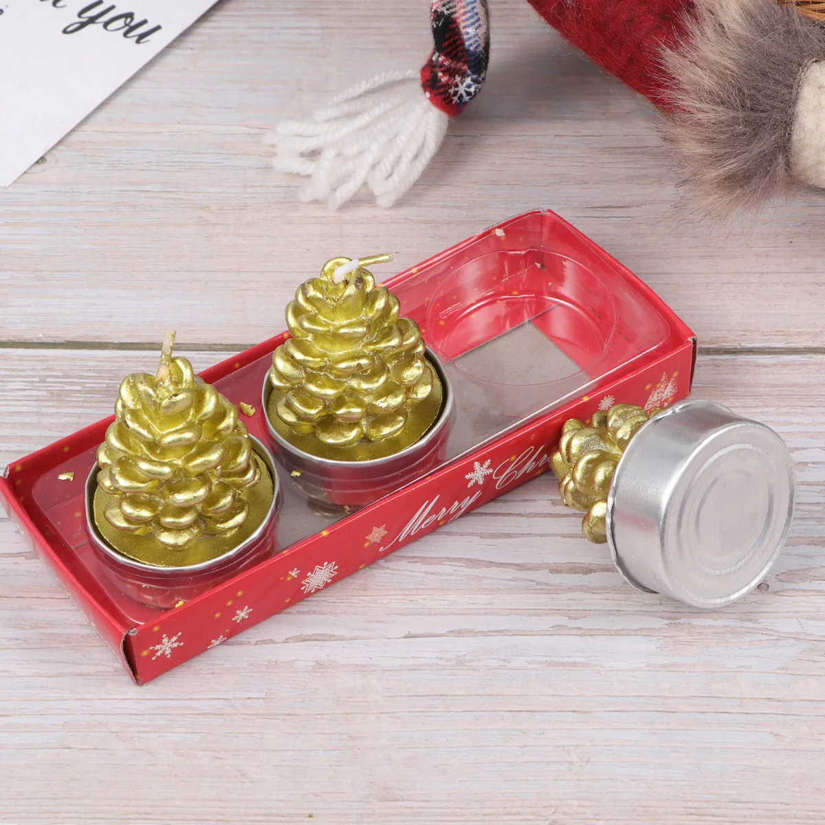 

3Pcs Christmas Pine Cone Shaped Candles Colorful Unique Design Perfect for Festive Table Party Decor Gift Christmas Decor