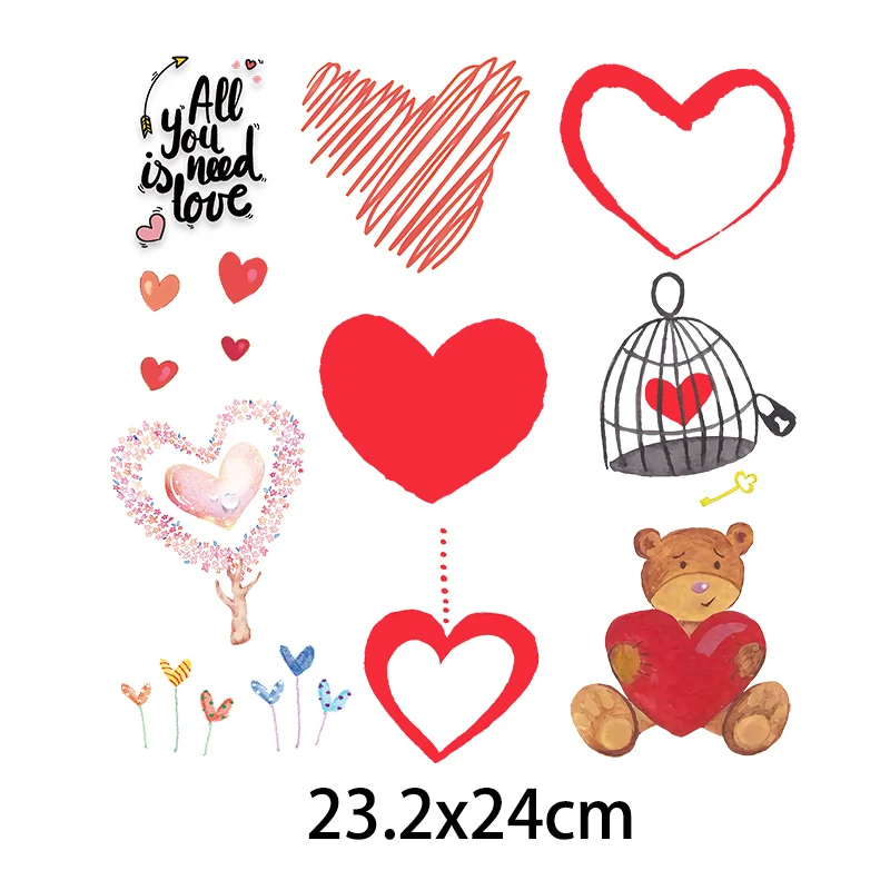 Lovely Heart Heat Transfer Love Shape Washable Iron-on Transfers for T-Shirt Children Gift DIY Clothes Stickers