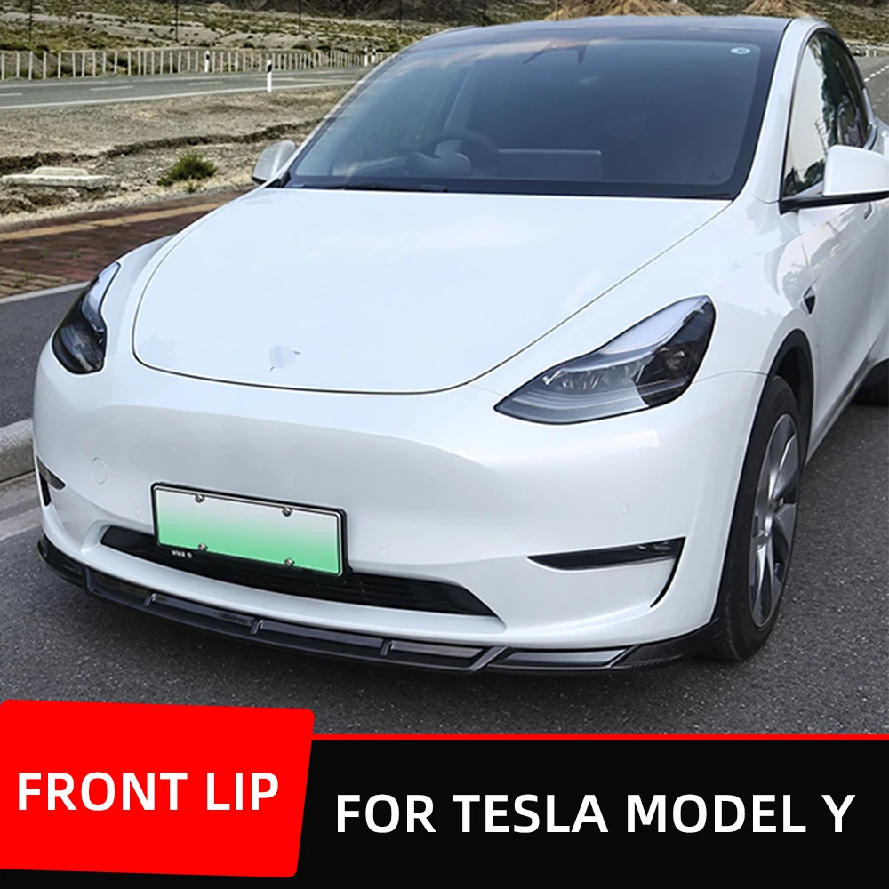 For Tesla Model Y 2019 20 21 22 23 Car Front Bumper Splitter Lip Spoiler Diffuser Guard Body Kit Tuning Exterior Accessories