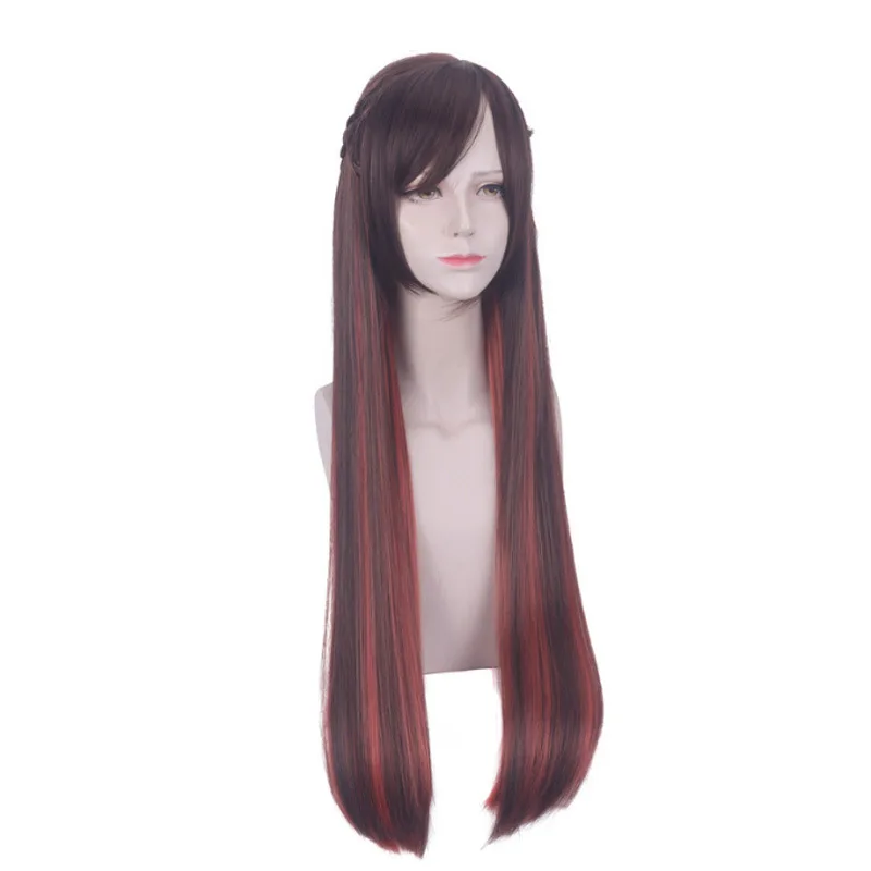 Peruca aluguel namorada miharu suwa marrom a laranja-vermelho gradiente trançado penteado peruca cosplay