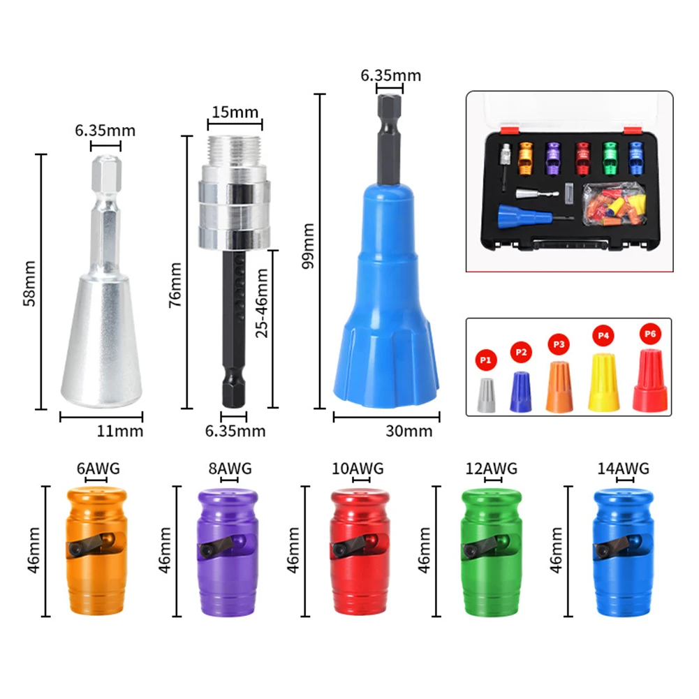 

For Electric Drill Wire Stripper Kit with Five Strippers and Adjustable Length for AWG 14 12 10 8 6 Gauge Wire