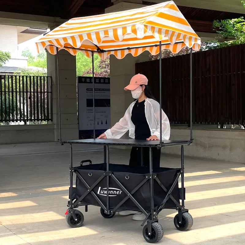 New Camper Car Modified Stall Mobile Egg Roll Table Board Night Market Snack Cart with Awning Lift and Fold Design