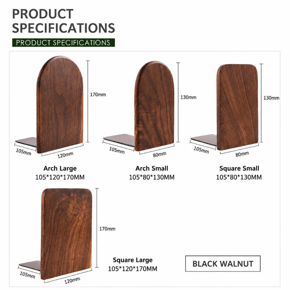 Minimalist Solid Wood Wooden Bookends Anti-Slip Detachable Book Holders Desk Book Organizer Wood Book Stoppers Students