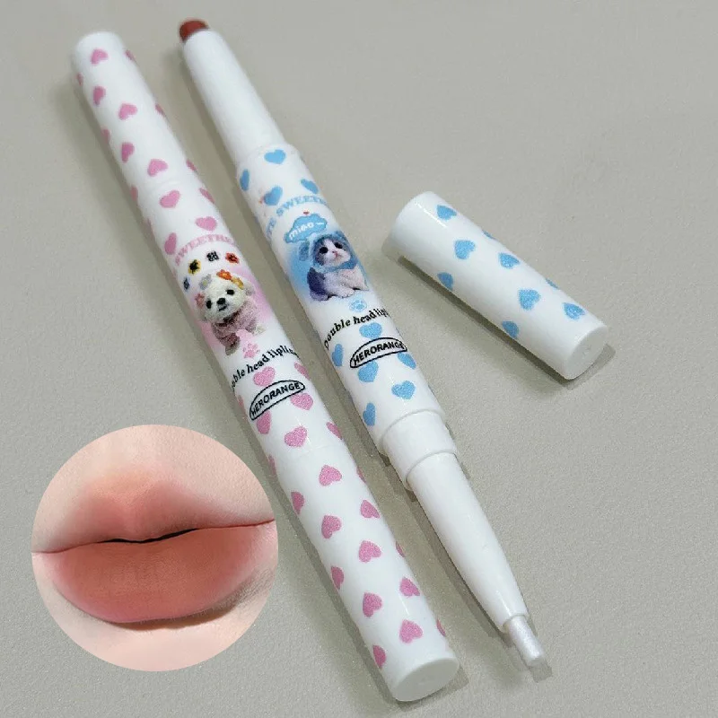 HERORANGE Dual-Ended Lip Liner & Velvet Matte Lipstick - Precision Lip Contouring with Soft Misty Finish