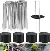 100Pcs U-shaped Ground Pegs with Buffer Washers Garden Pegs for Securing Weed Landscape Fabric Netting Garden Lawn Accessories