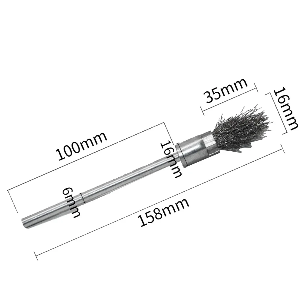 Steel Wire Brushes  Abrasive Polishing Brushes 6mm Extended Shank Drill Rotary Tools Metal Rust Removal Brush Polishing Tool