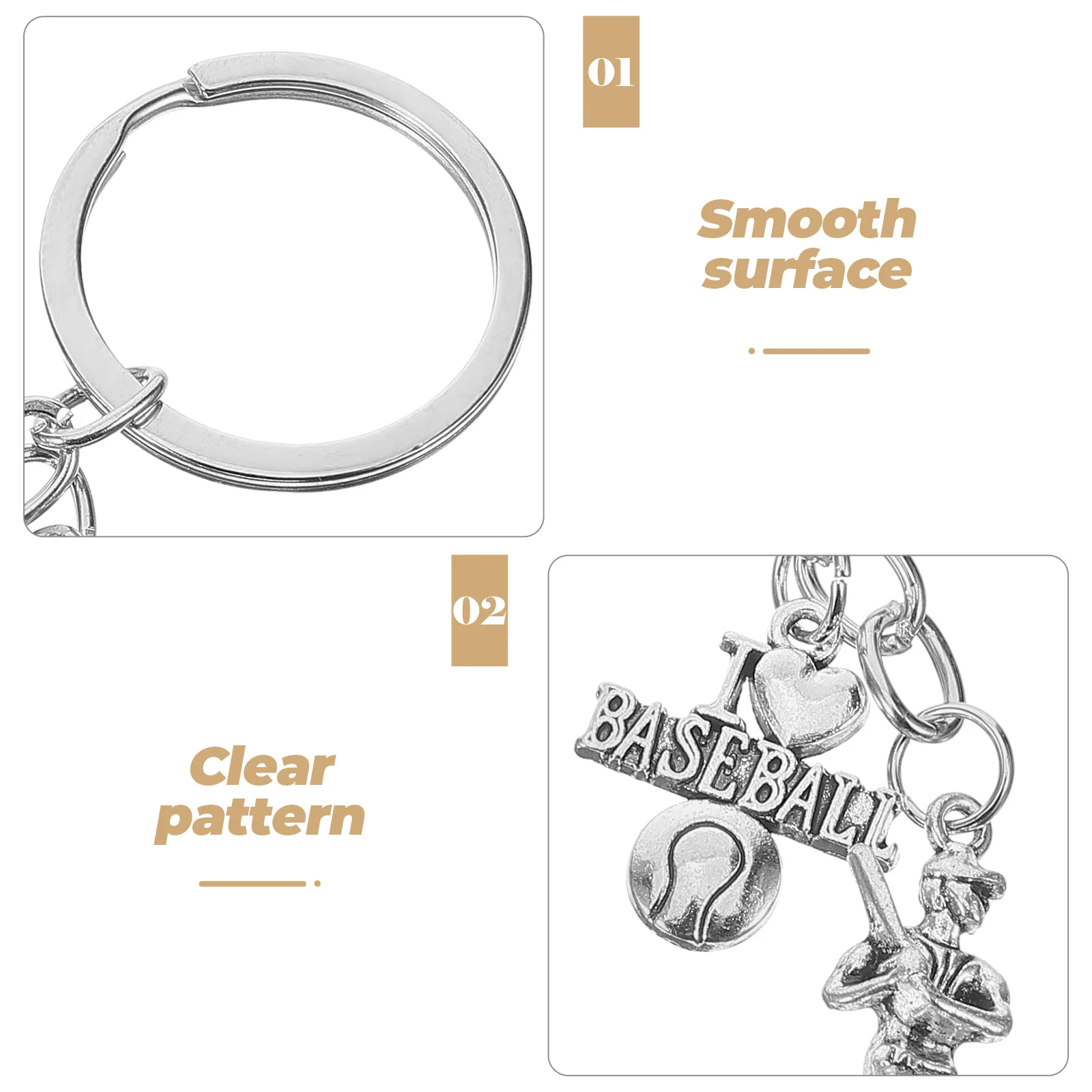 

1Pack Decorative Key Chain Zinc Alloy Memorial Gift Backpack Decoration Baseball Bat Shape Fashionable Design Sport Keyring