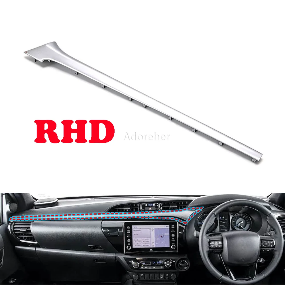 1PC RHD Car Carbon Fiber Front Dashboard Panel Strip Cover Center Control Panel Cover Trim Styling For Toyota Hilux 2024 2025