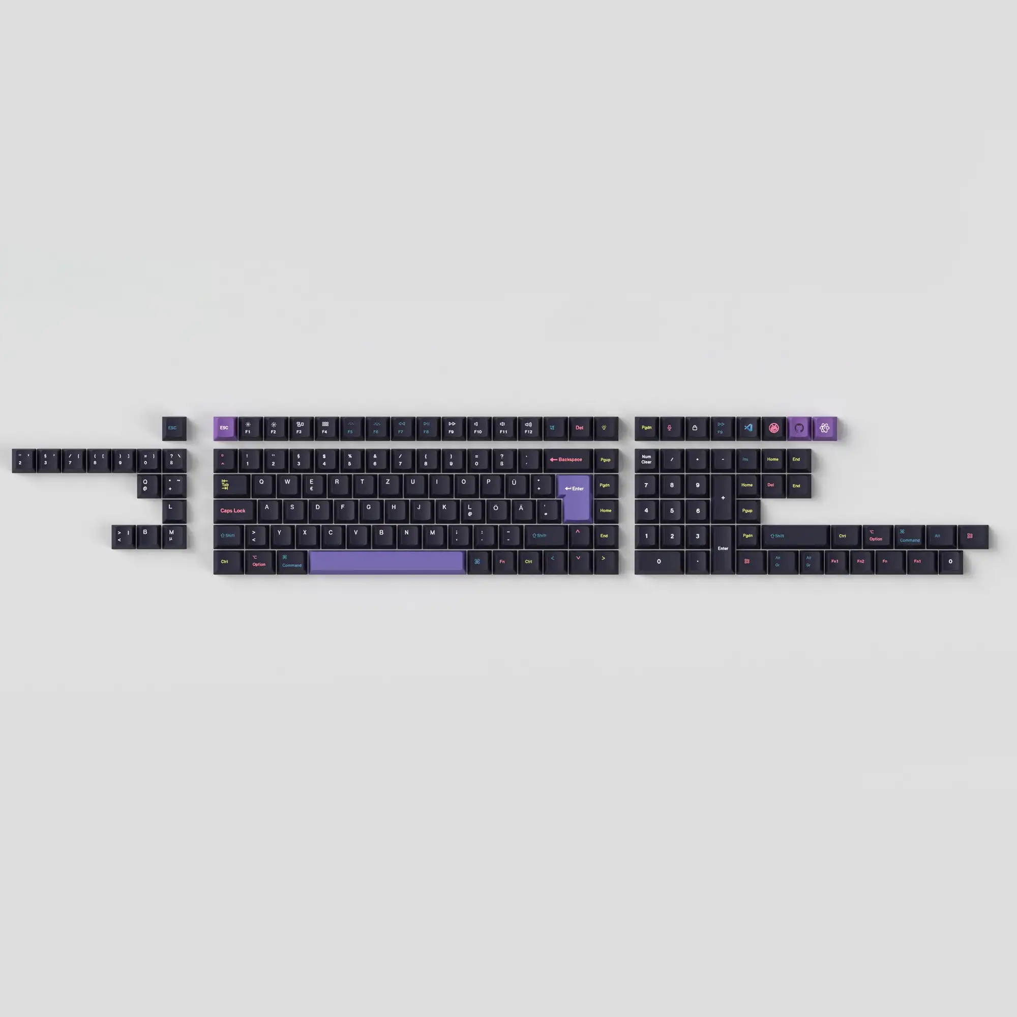 Keychron ISO-Layout Cherry-Profil Tastenkappen für Benutzerdefinierte Mechanische Tastaturen Dye-Sub PBT Komplettes Tastenkappen-Set für Entwickler 4