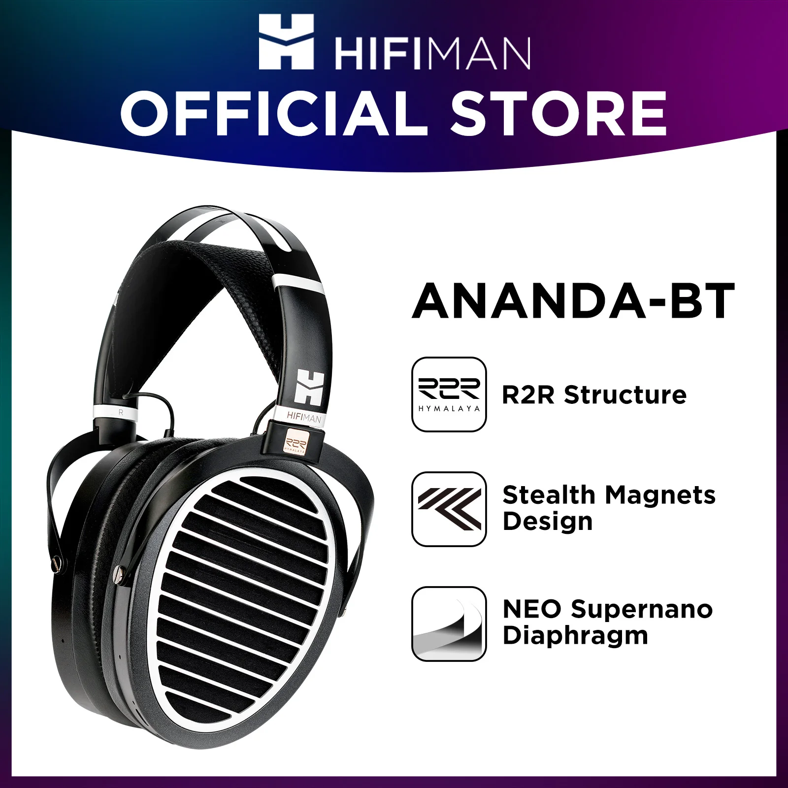 

HIFIMAN ANANDA BT with R2R DAC and Stealth Magnets Open-Back Over-Ear Full-Size Planar Magnetic Headphone