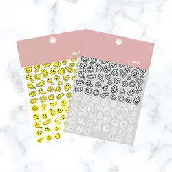 3D Yellow Smile Nail Art Stickers Nail Decals for Nails Smile Face Manicure Japanese Design DIY Cute Nail Decals Accessories