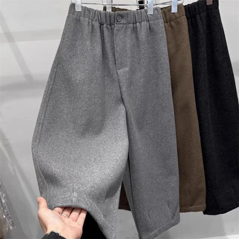 

Мужские осенне-зимние шерстяные брюки большого размера 300 Pou, широкие, винтажные, свободные, прямые, повседневные, в стиле Dad Pants, модный бренд