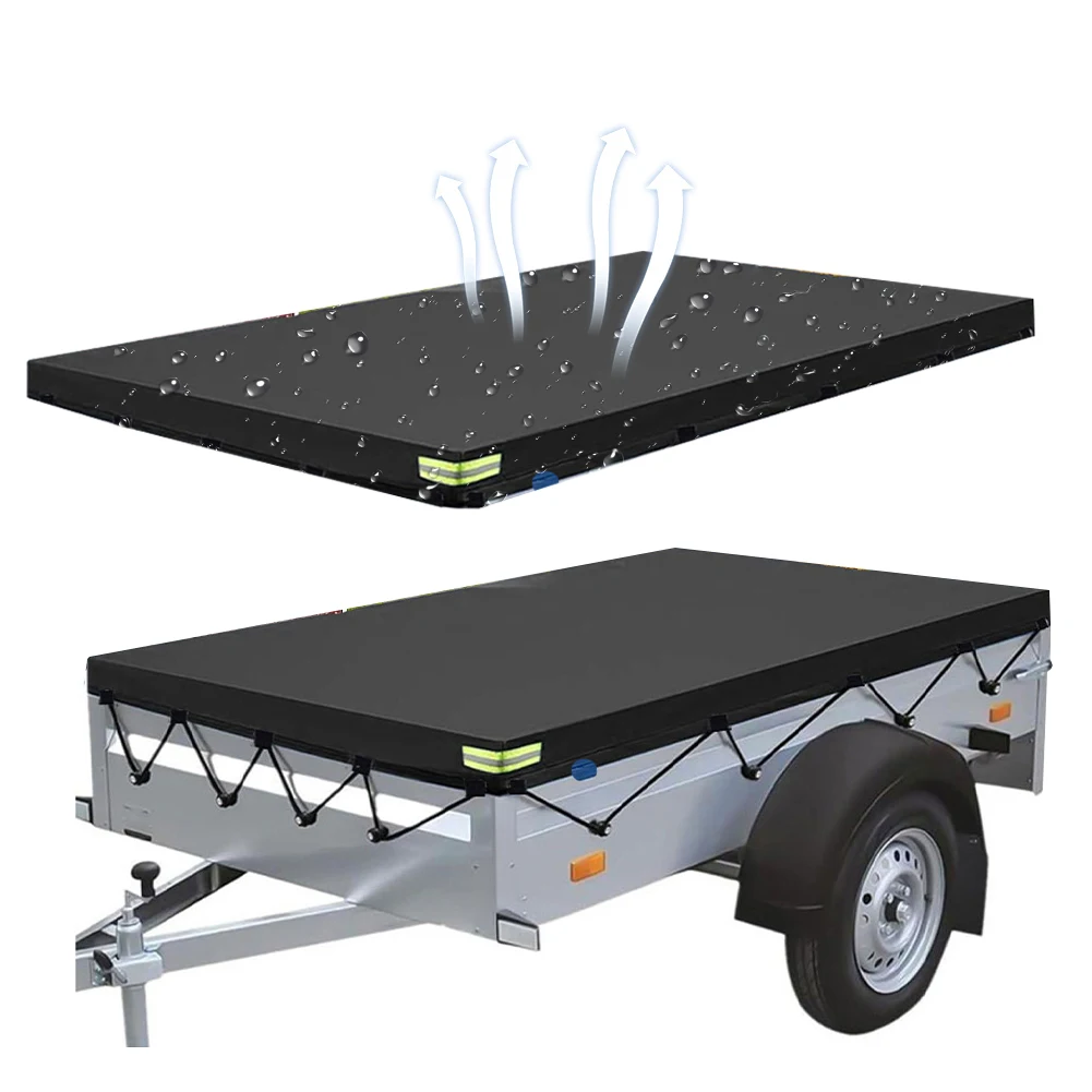 214x122cm Auto Roof Tent Waterproof Heavy Duty Trailer Cover Trailer Cover with Bungee Cord All-Weather Protection Cargo Cover