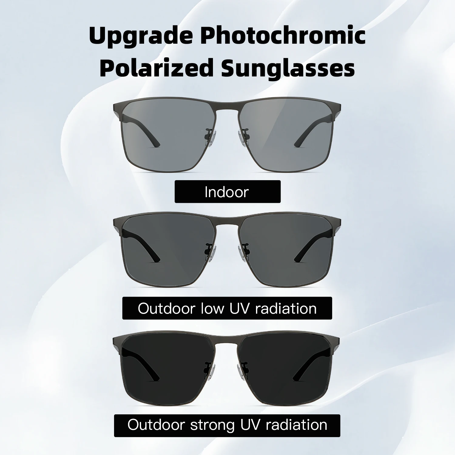 CAPONI Polarized Sunglass men Photochromic Carbonfiber Square Shade Driving Sunglasses Outdoor UV400 Protection Designer BS28964