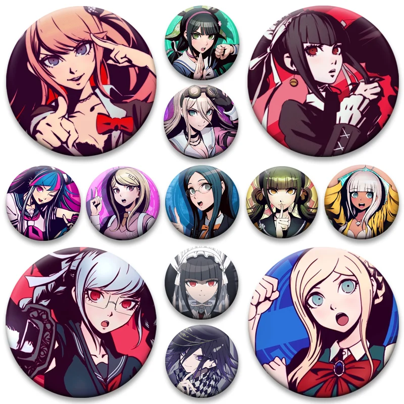 Naegi Makoto,Kirigiri Kyoko,Maizono Sayaka,yasuhiro Taeko Cartoon Brooches Game Anime Danganronpa Badge on Bag Decor Manga Pins