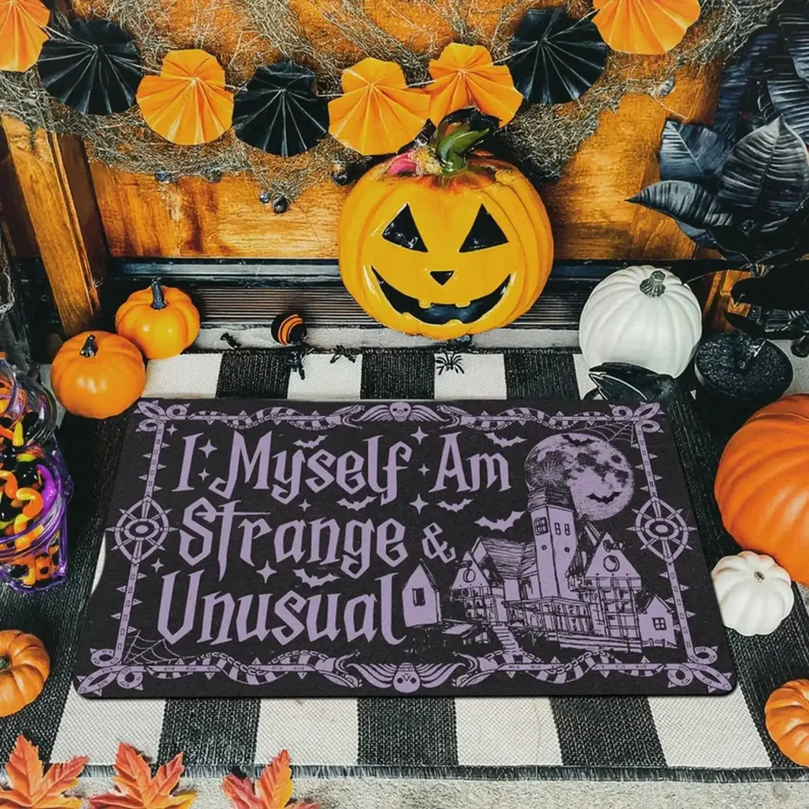 Gothic Halloween Doormat: Strange & Unusual Welcome