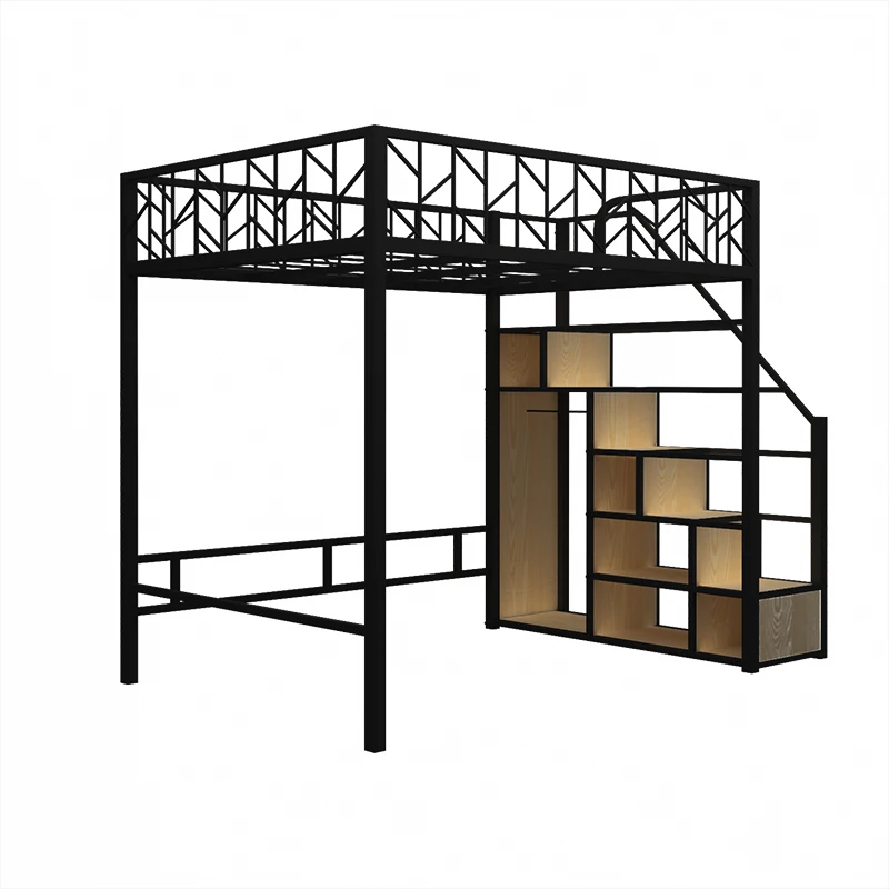 Duplex loft bed, small unit, elevated bed, floor space, multifunctional desk, integrated space saving, elevated bed