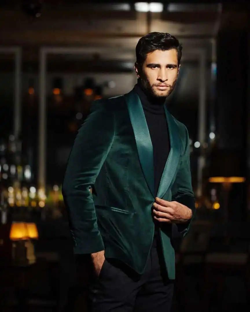 

Business Mens Jacket Green Men's Overcoat Lapel Single Breasted Men Wedding Suit Groom Party Formal Outwear Customized