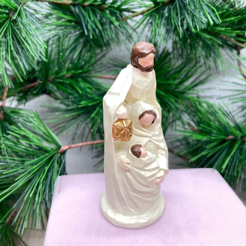 Christmas Holy Family FigurinesPiece Nativity Scene Figurine Wooden Christmas Religious Art Decor Statue Suitable for Home