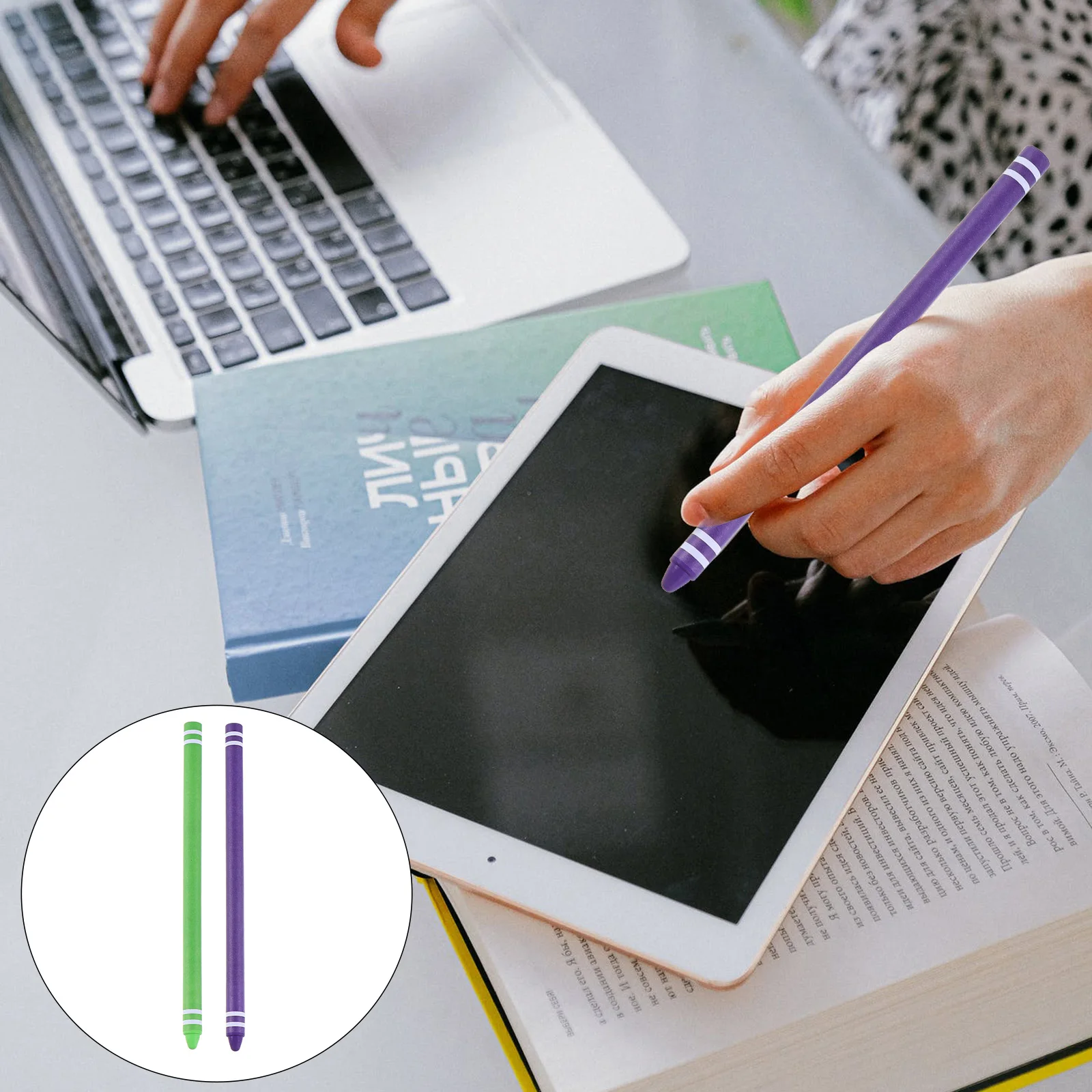 

2Pcs Capacitive Stylus Pen High Precision Silent Writing Smooth Fingerprint Resistant Touch Screen Tablet Universal