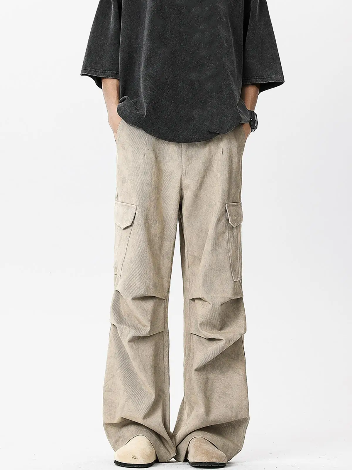 

Солдатские рабочие брюки со сложенным мраморным узором, мужские осенне-зимние модные винтажные дизайнерские американские широкие повседневные длинные брюки